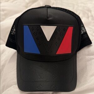 Louis Vuitton Black Cap with Tricolor Logo